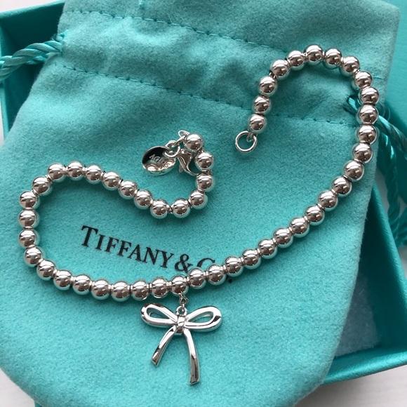 Tiffany Bow Small Bow Bead Bracelet Sz 